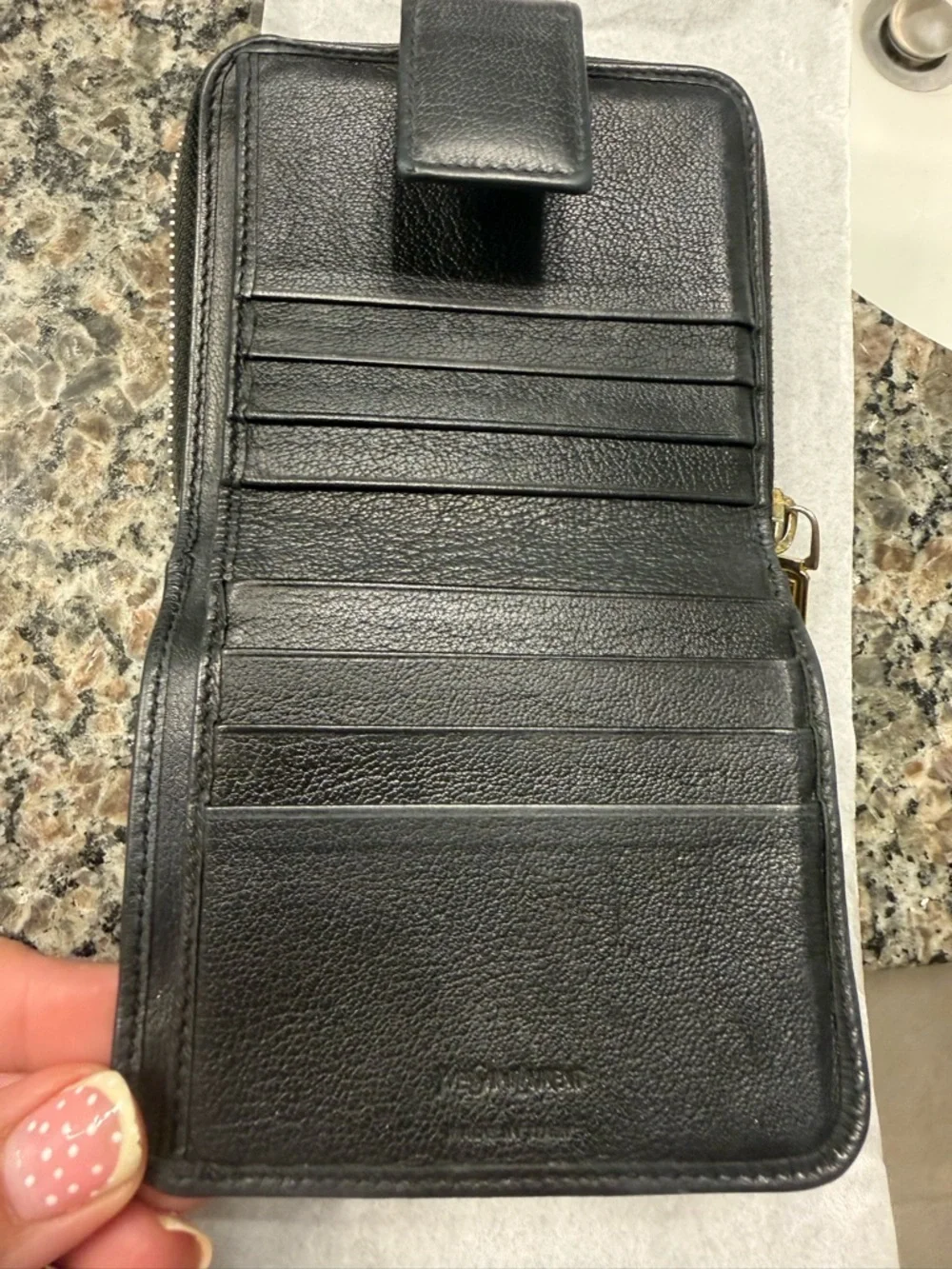 Saint Laurent Black Leather YSL Embossed Zip Wallet - Picture 5 of 9
